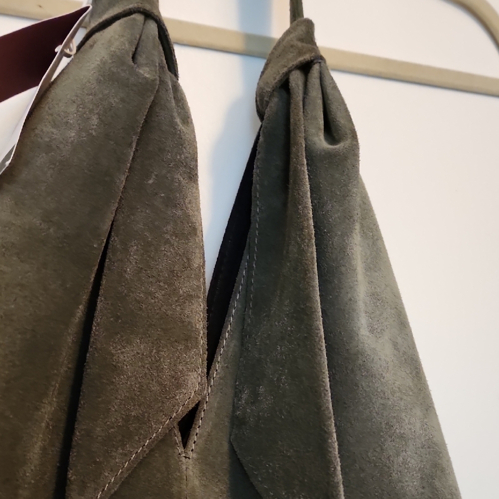 Anna Paola Olive Green Versatile Shoulder Bag with Minimalist Design Suede - Picture 3 of 16